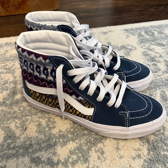 VANS Sk8-Hi Blue Multicolor women’s Suede Canvas Sneakers - Picture 1 of 10